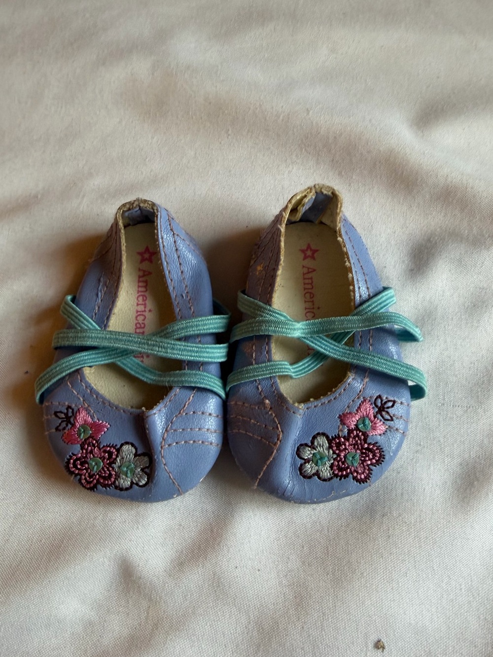 American girl just like you 2006 purple floral strappy flats doll shoes